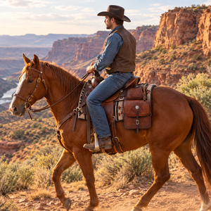 Bolsa de Cuero Estilo Western Heritage |   Bolsa de Almacenamiento Lateral para Caballo, con Correas y Hebillas de Seguridad, para Equitación, Trabajo en Rancho, Kit de Equipo - Product Image 2