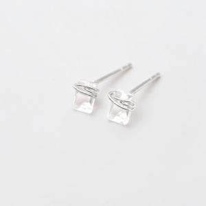 Elevated Minimalist Crystal Quartz <b>Stud</b> Earrings Brass Gemstone Silver Finish Ear <b>Studs</b> Wholesale 2026 Handmade Wearable Art - Product Image 2