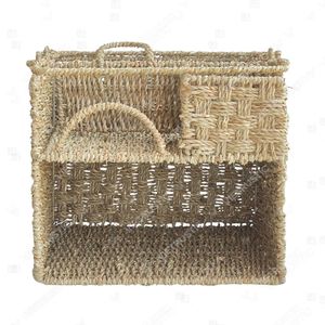 Panier de pique-nique multifonctionnel rustique vintage en jonc de mer écologique pour l'été, avec organisateur de couverts et porte-mouchoirs - Product Image 3