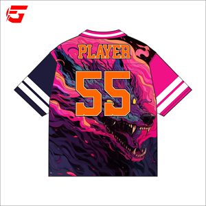 Maillot de sport personnalisé en sublimation 100 % polyester mesh, col en V rétro, manches courtes, séchage rapide, pour uniforme d'équipe, impression intégrale - Product Image 4