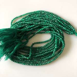 ลูกปัดพลอยสีเขียวมรกตทรงรอนเดลล์เจียระไนสำหรับทำเครื่องประดับ 1 เส้น - Product Image 1