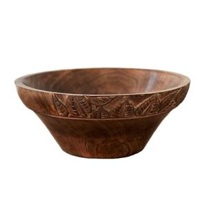 Cuenco de madera tallado de Comercio Justo hecho a mano para servir ensalada cuenco de fruta Natural tallado a mano nuevo regalo para el hogar - Product Image 1