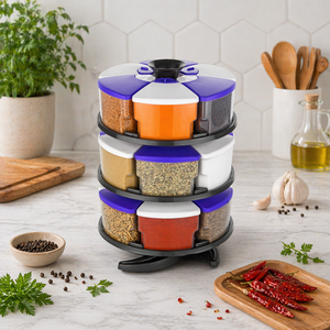 3 Layer Rotating Spice <b>Rack</b> <b>Kitchen</b> Organizer 360° Revolving Spice <b>Rack</b> Storage Containers Airtight Space Saving Stand - Product Image 1