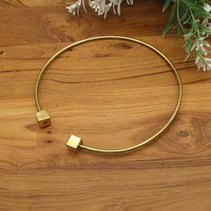 Minimalist Gold Cube Choker <b>Necklace</b> for Women – Geometric Open Collar <b>Statement</b> Jewelry - Product Image 4