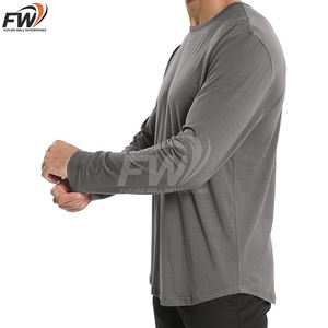 T-shirts décontractés pour hommes, coupe élégante, manches longues, 100% coton, col rond, impression numérique. - Product Image 5