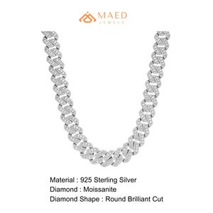 Silver Iced Out Cuban Link Moissanite Chain <b>Necklace</b> For Men Hip Hop Luxury <b>Statement</b> Jewelry Fashion Style - Product Image 6