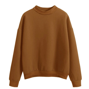 Women Winter Streetwear Oversized <b>Mock</b> <b>Neck</b> Fleece Sweatshirt Cotton Plain Pullover <b>Tops</b> Front Logo 3D Embroidery OEM Service - Product Image 2