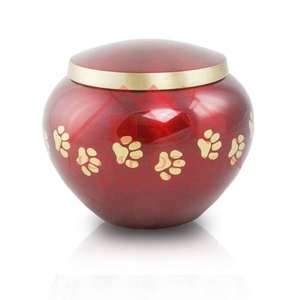 Urne commémorative d'empreinte de patte de crémation pour la maison/belles urnes imprimées rondes de patte funéraire urnes rappelées pour animaux de compagnie pour les cendres de chien et de chat - Product Image 1