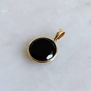 Natural Black Onyx 13MM Round Cut Gold Pendant Elegant Fine Jewelry Pendant For Women Black Onyx Fashion Necklace Pendant Bulk - Product Image 1