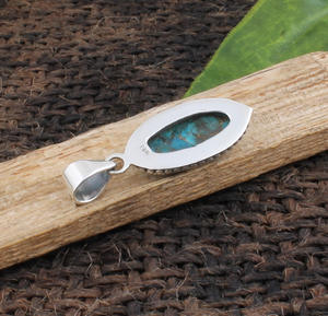 Colgante de Turquesa Azul Natural con Baño de Platino en Plata de Ley 925, Estilo Bohemio Vintage, Gema en Forma de Lágrima, Amuleto de Protección - Product Image 5
