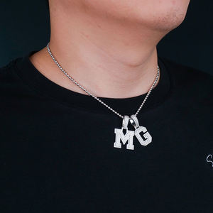 925 <b>silver</b> letter m pendant with d vvs moissanite trendy hip hop jewelry with gra certificate iced out charm pendants charms - Product Image 1