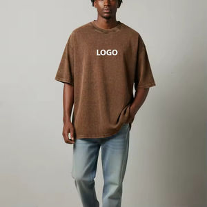 Camiseta de Hombre de Alta Calidad con Logotipo Personalizado, 100% Algodón Tejido, con Relieve 3D, Hombros Caídos, Corte Holgado, Manga Corta, Servicio OEM/ODM - Product Image 1