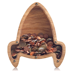Hucha con forma de cohete espacial con ventana transparente de acrílico, caja de dinero de madera, regalo de Pascua, regalo de cumpleaños para niños de Vietnam - Product Image 3