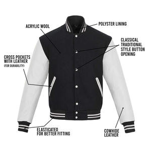OEM Custom High Quality Navy Chenille Embroidery Leather Sleeves Bomber Letterman Varsity <b>Jacket</b> for <b>Men</b> - Product Image 4