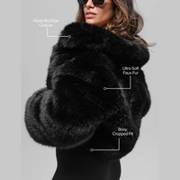 Manteau en fausse fourrure écologique pour femme, épais et chaud, à manches régulières, patchwork, col en V, coupe ajustée, vêtement d'extérieur de luxe pour l'hiver, manches longues