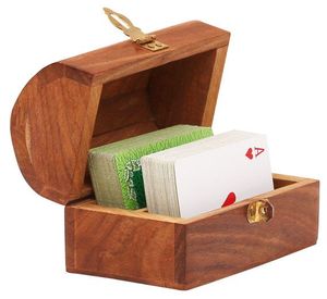 Boîte à cartes en bois moderne et durable R HANDICRAFT avec emblème pique doré, faite à la main, de luxe, pour rangement de cartes à jouer, ensemble cadeau décoratif - Product Image 3
