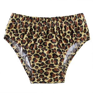Conjunto de Bikini con Estampado de Leopardo para Mujer, Top Halter Cruzado, Braguita de Cintura Alta, Traje de Baño Elástico con Volantes, Patrón Tejido, Spandex, Poliéster - Product Image 3