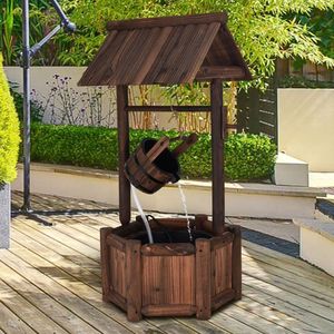 Fuente de Agua Decorativa de Madera Rústica para Jardín con Bomba para Decoración de Exteriores - Product Image 5