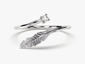 Bague ouverte en or jaune 14 carats avec diamant solitaire cultivé en laboratoire - Product Image 3