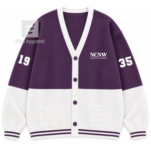 Sweat-shirt universitaire respirant personnalisé NCNW avec logo brodé sur le devant, violet et blanc, décontracté, manches longues, pour femme - Product Image 1