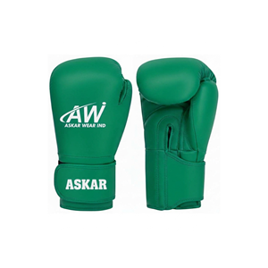 Gants de boxe Askar Wear Ind pour entraînement adulte, fermeture Velcro, vert, en PU, doigts entièrement couverts - Product Image 1