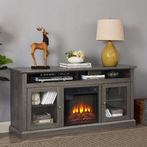 Mobile TV Retrò per TV da 65 Pollici, Mobiletto Porta TV con Ripiani Aperti, Centro Intrattenimento per Soggiorno e Camera da Letto, Colore Scuro - Product Image 5