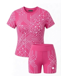 Ensemble de maillot de cyclisme pour femme imprimé, séchage rapide, haut à manches courtes et short respirant de haute qualité - Product Image 1