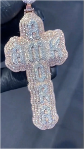 Pendentif Croix Bling Diamant Moissanite VVS Coupe Ronde GRA Hip Hop Personnalisé Lettre Plaqué Or Argent 925 Iced Out - Product Image 4