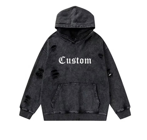 Sweat à capuche décontracté pour homme, design personnalisé, effet vieilli, logo personnalisé, style streetwear oversize, sweats à capuche pour homme - Product Image 1