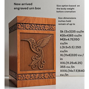 Hummingbird Rosewood Urn <b>Box</b>: Custom Engraved Memorial <b>Keepsake</b> Funeral Memorial <b>Keepsake</b> by AYAANS - Product Image 3