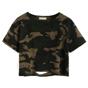 Tops Cortos de Camuflaje para Mujer, de Alta Moda, Fabricados en Fábrica, Ligeros, Transpirables, Estilo Casual, de Corte Corto - Product Image 1
