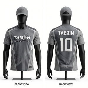เสื้อสควอชแบบซับลิเมชั่นสั่งทำพิเศษ 180 GSM ผ้าโพลีเอสเตอร์อินเตอร์ล็อค สีน้ำเงินกรมท่า แถบข้างสำหรับทีม พร้อมโลโก้แบบรีดร้อน - Product Image 6