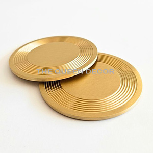 Trendy Design Hammered Texture Coaster Mats <b>Pads</b> Golden Finished Round Shape Aluminum Metal Coffee & Tea Use Dining Table - Product Image 3