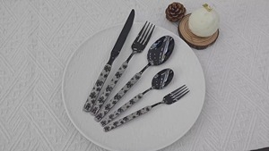 Ensemble de couverts en métal coloré résistant à la chaleur, idéal pour les aliments chauds. Option de cadeau idéale pour les mariages et les fêtes de déménagement. - Product Image 2