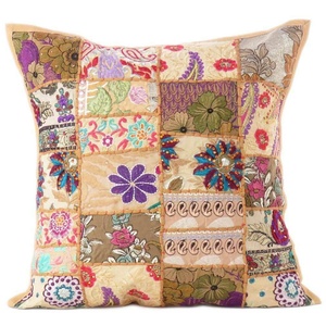 Indien fabriqué à la main ethnique Patchwork carré housse de coussin décor à la maison Patchwork housse de coussin broderie taies d'oreiller - Product Image 3