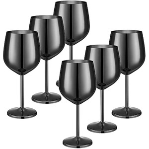 Coupe à vin moderne en métal sur pied, gobelet brillant en acier inoxydable - Product Image 2