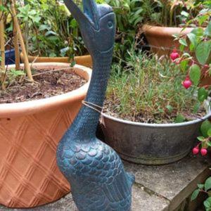 Antique Duck Sculpture Patina Green Antique Finish <b>Hand</b> <b>Casted</b> Technique Garden Suppies Custom Bird Statue For Decoration - Product Image 5