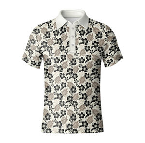 Camisa polo de golf para hombre con estampado tropical a la moda, tela elástica de alto rendimiento, camiseta polo cómoda y atlética para conjunto de verano - Product Image 1