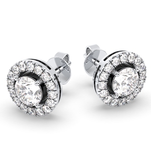 Boucles d'oreilles à visser REYES en diamant de laboratoire HPHT CVD de haute qualité, en or blanc massif 14 carats, bijoux fins pour femmes - Product Image 2