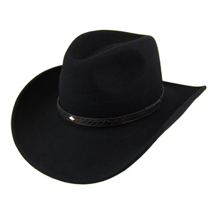 Chapeau de cowboy en laine noire unisexe à large bord, décontracté, pour l'extérieur, toutes saisons, taille adulte - Product Image 3