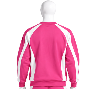 <b>Pink</b> Contrast Panel Crew Neck <b>Sweatshirt</b> Long Sleeve Men Athletic Pullover Modern Casual Workout Training Sportswear Wholesale - Product Image 2
