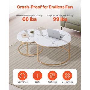 Vintage Nesting <b>Coffee</b> <b>Table</b> Set of 2 31.5 in <b>Small</b> Place Side <b>Tables</b> for Night Stand or End <b>Table</b> - Product Image 5