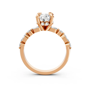 Bague de fiançailles en or 10 carats avec diamant ovale de laboratoire certifié IGI, pierres latérales multiformes, accent marquise, plaqué rhodium, luxe - Product Image 2