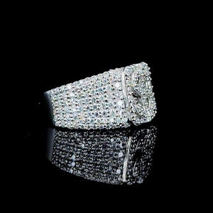 แหวนรูปสัญลักษณ์ดอลลาร์ประดับเพชรโมอิสซาไนต์แบบ Iced Out เงินแท้ 925 ชุบโรเดียม สไตล์ฮิปฮอป หรูหรา เหมาะสำหรับเป็นของขวัญงานแต่งงานและวันครบรอบ - Product Image 2