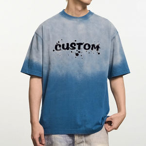 T-shirts personnalisés pour hommes effet soleil délavé, style rétro streetwear, coupe décontractée ample, manches courtes, haut de mode personnalisé - Product Image 2
