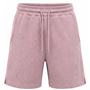 Shorts en tricot gaufré personnalisés pour hommes, vêtements décontractés d'été, tissu texturé, taille élastique, poches latérales, fabricant OEM, étiquette privée - Product Image 1