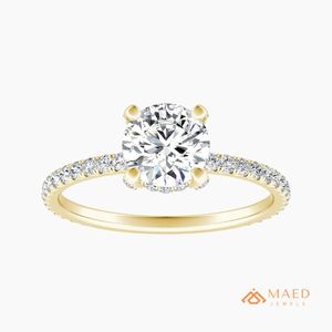 Anillo de Moissanita con Corte Brillante en Plata de Ley Chapado en Oro de 14K, Joyería de Lujo para Novia, Boda, Compromiso, Uso Diario para Mujer - Product Image 1