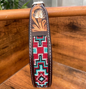 Wholesale Custom New Style Premium Leather Beaded <b>Dog</b> <b>Collar</b> Luxury Design Heavy Duty Hand Tooled Leather Adjustable Pet <b>Collars</b> - Product Image 3