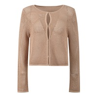 Cardigan tricoté décontracté sans manches à col rond évidé et robe nuisette plissée cintrée à la taille