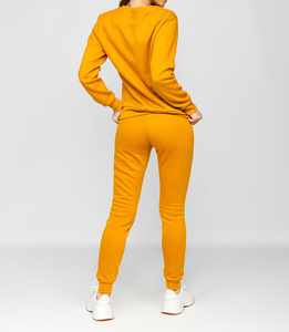 Pantalones Deportivos Casuales de Color Amarillo Mostaza para Mujer, con Bolsillos Laterales, Cintura Elástica, Corte Ajustado, Largos, de Algodón - Product Image 4